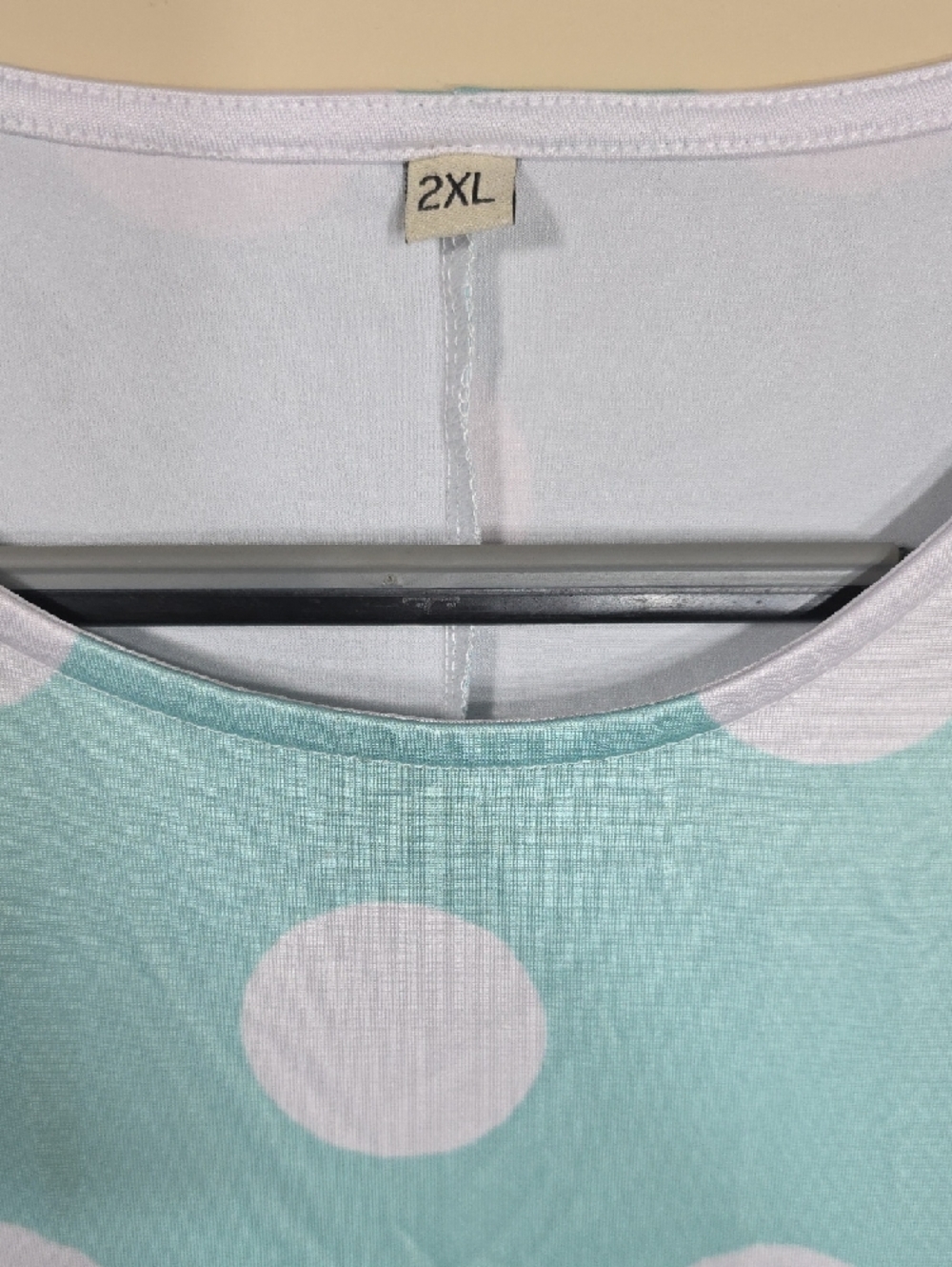 Light Blue Polka Dot Midi Dress with Red Floral Print - Picture 3 of 5